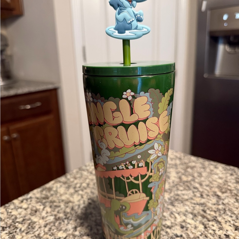 Disney Jungle Cruise Green Tumbler with Blue Character Topper